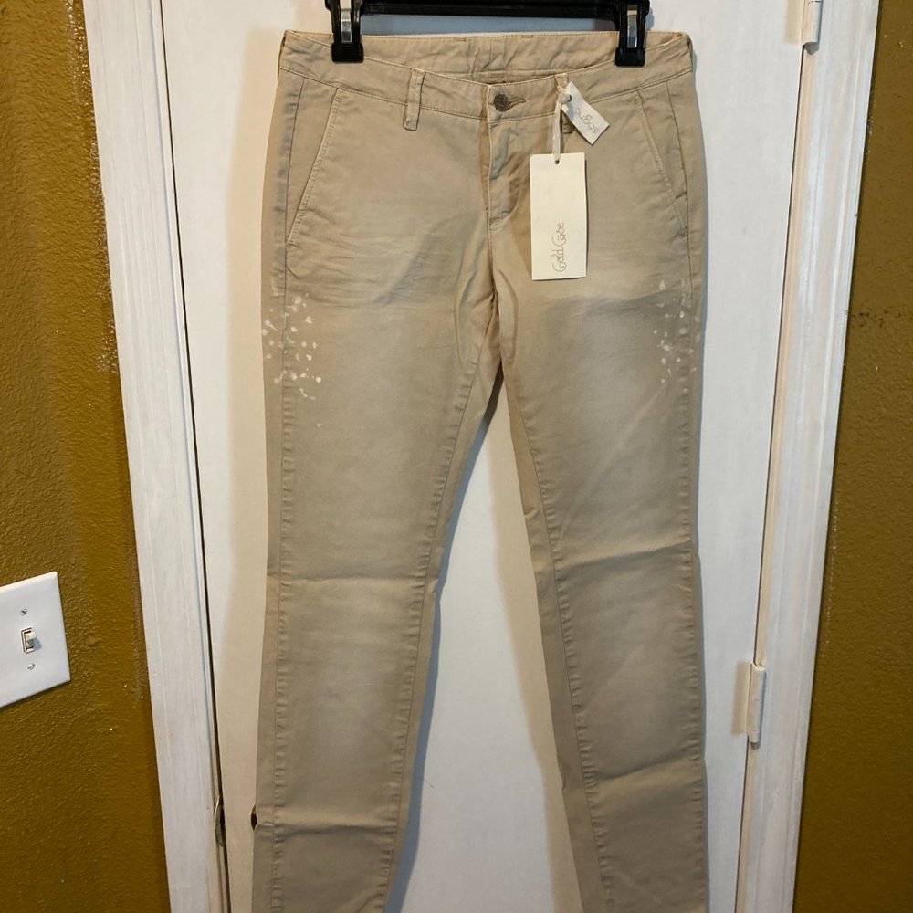 Gold Case women's size 28 soft cotton paint splatter worn look khaki pants 29x31
